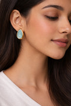Aqua Drop Stud Earrings