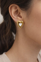 Vanilla Heart Stud Earrings
