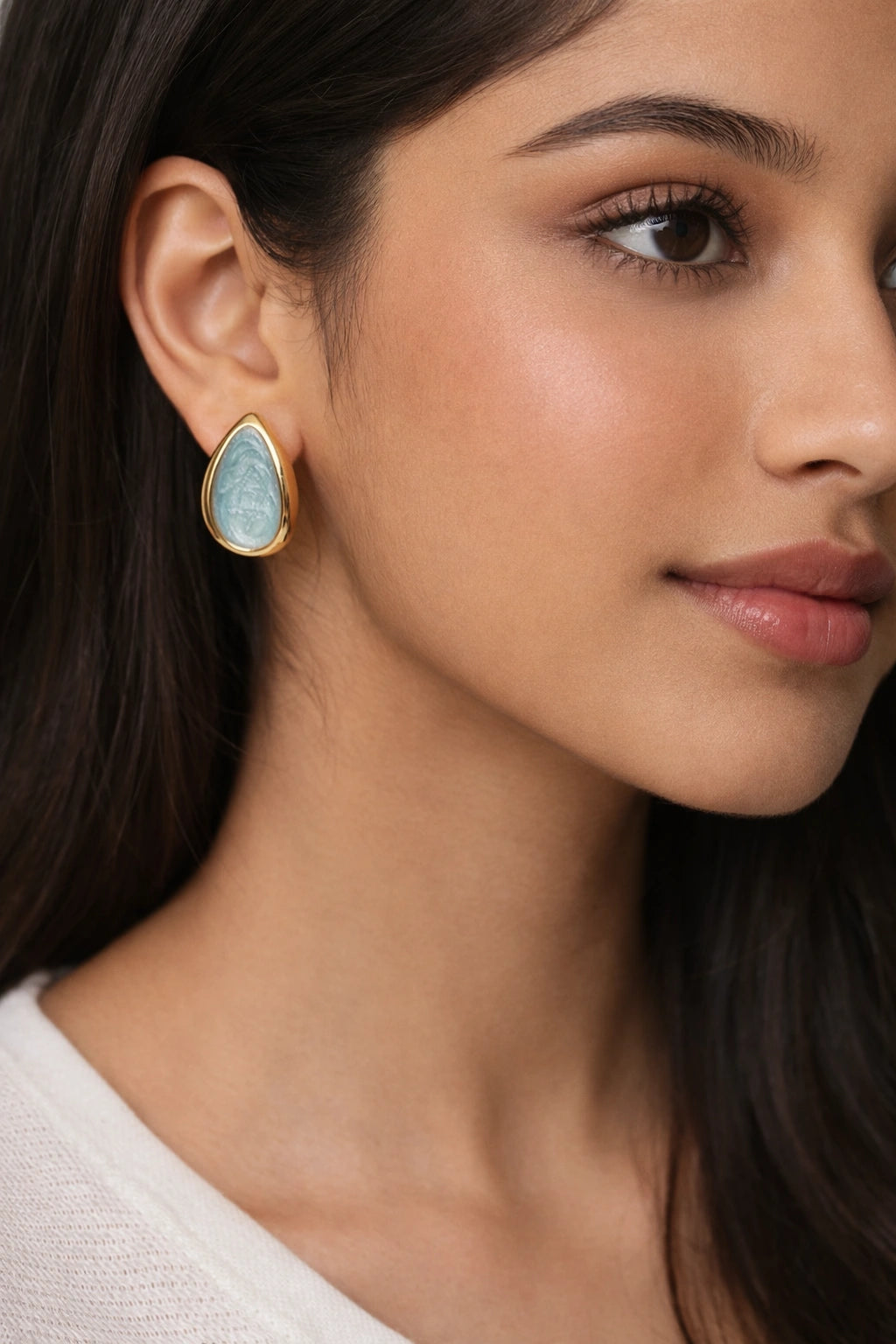Aqua Drop Stud Earrings