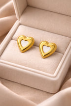 Vanilla Heart Stud Earrings