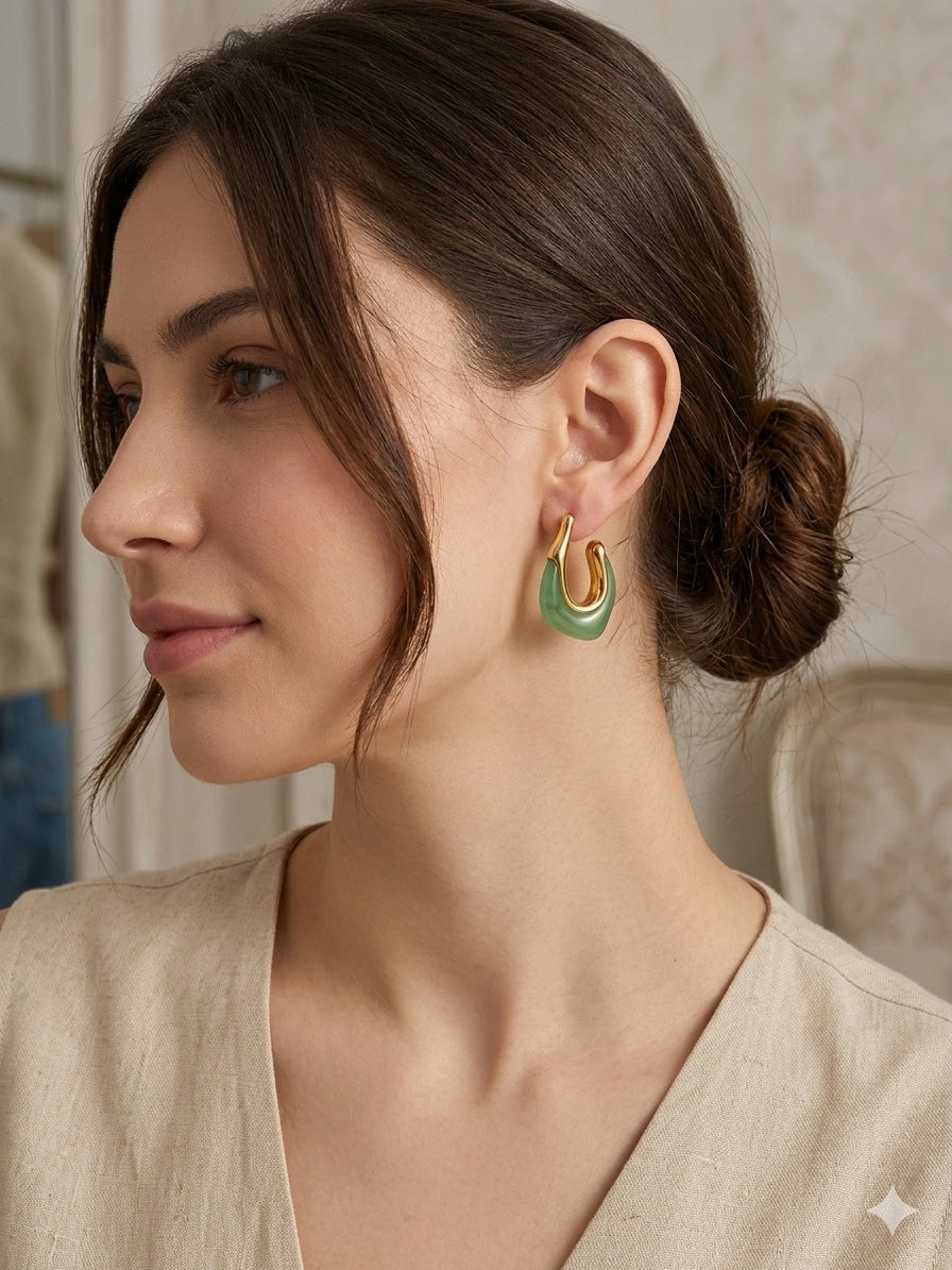 Jade Curve Stud Earrings
