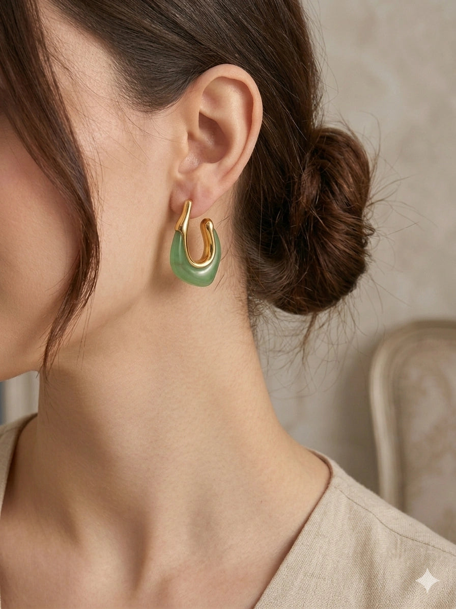 Jade Curve Stud Earrings