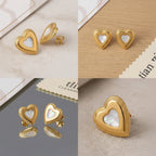 Vanilla Heart Stud Earrings