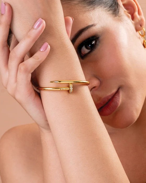 Nail Bangle Bracelet (18k Gold Plated)