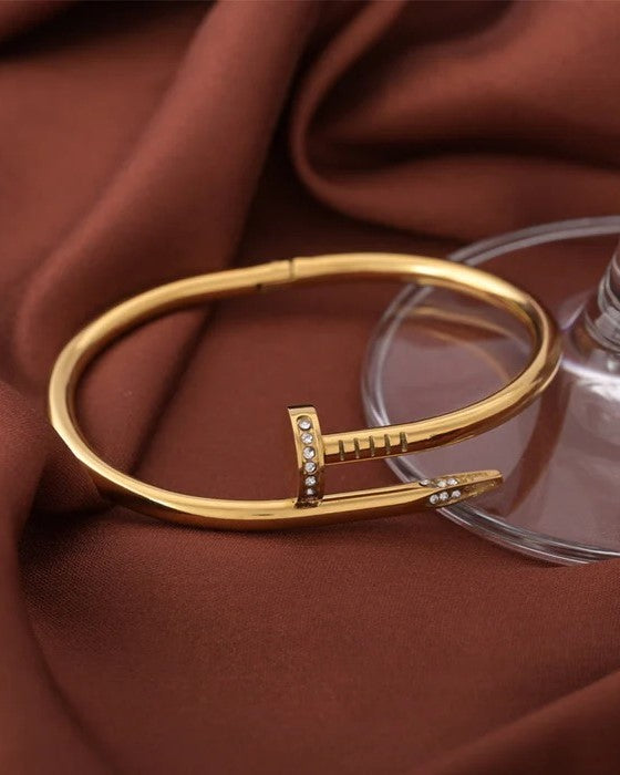 Nail Bangle Bracelet (18k Gold Plated)