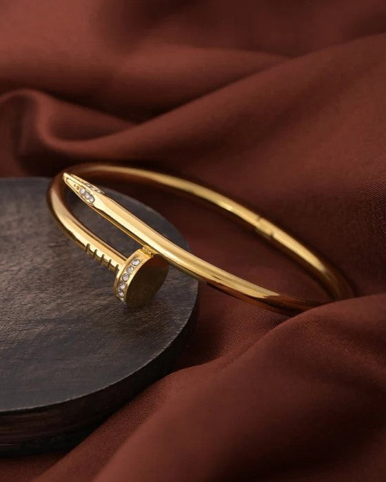 Nail Bangle Bracelet (18k Gold Plated)